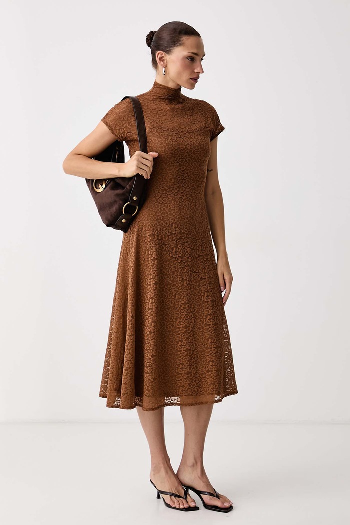 Marella Φόρεμα δαντέλα MLSTESORO 2623626034200 καφέ AW26