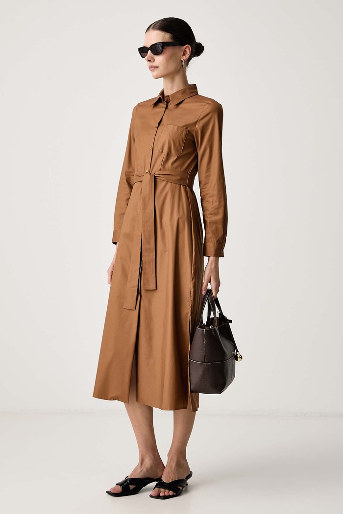 Marella Φόρεμα με βαμβάκι Emme by Marella 2625226101200 καφέ AW26