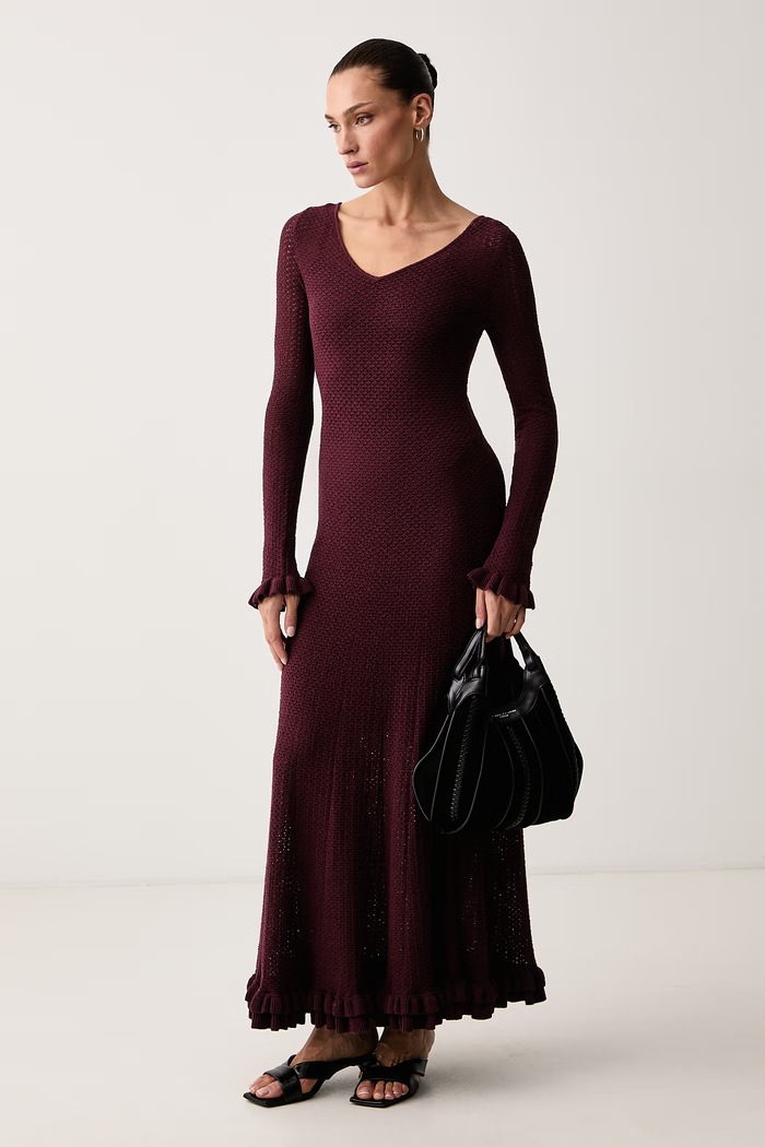 Marella Haljina s pamukom MLLDETTO 2623326041200 bordo AW26