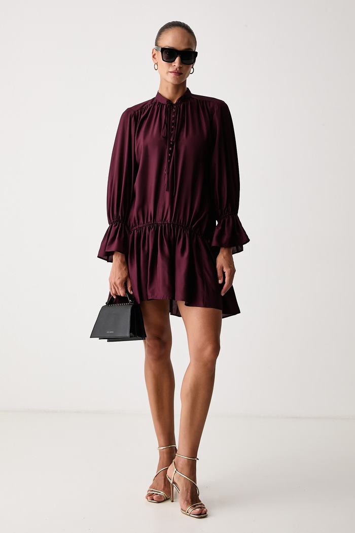 Marella Šaty hodvábne MLLGOCCIA 2623226161200 burgundské AW26