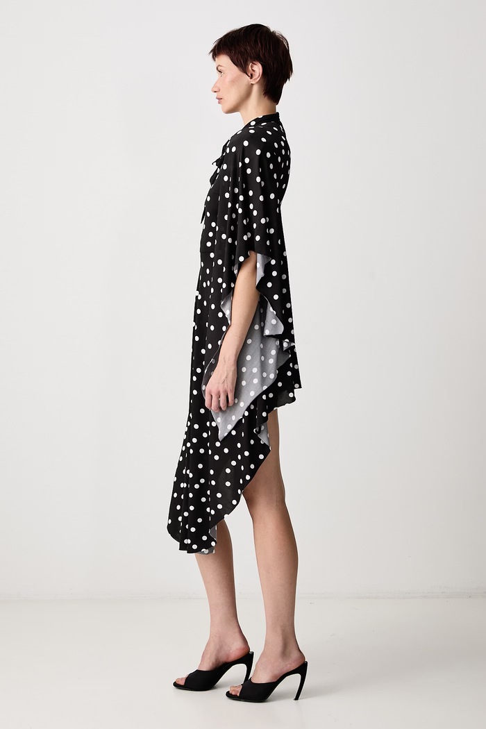 Vetements Sukienka rozkloszowana w kropki z wiskozą WH27DR138BD czarny AW26