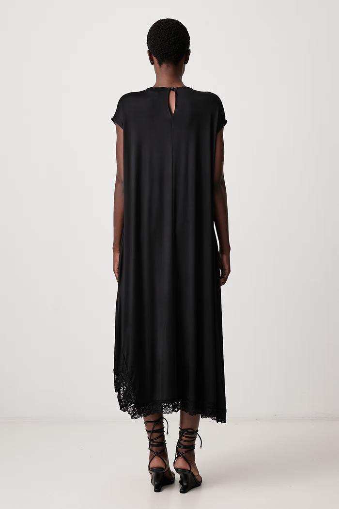 Дрехи Vetements Negligee рокля с изчистена шарка с вискоза WH27DR132B черен