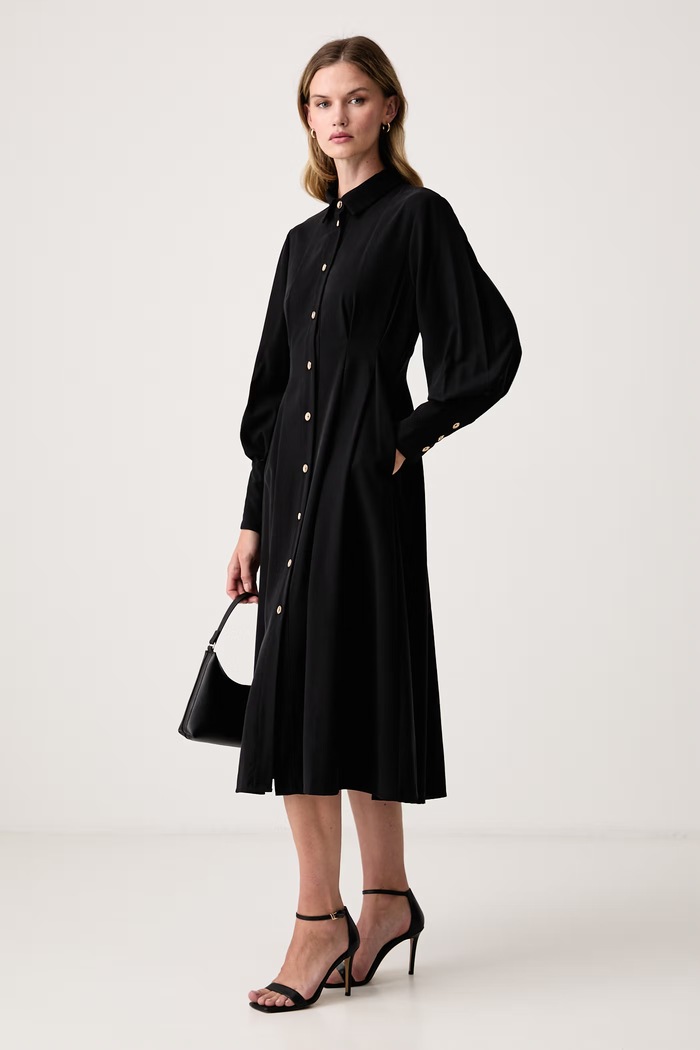 Fracomina Sukienka rozkloszowana z wiskozą FS26WD2005W58901 czarny AW26