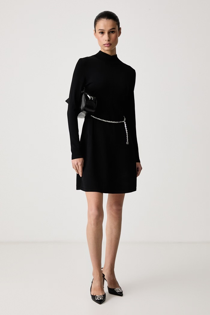 HUGO Haljina s viskozom Santeny 50569390 crna AW26