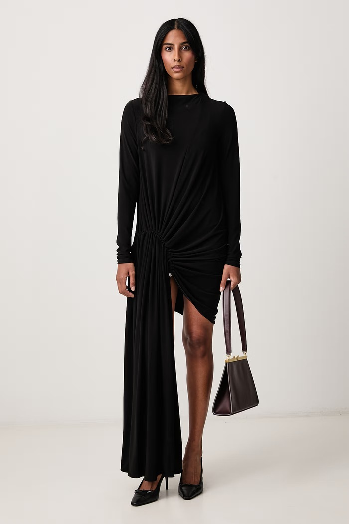 Sportmax Party asimetrična haljina bez uzorka 2622626062600 crna AW26