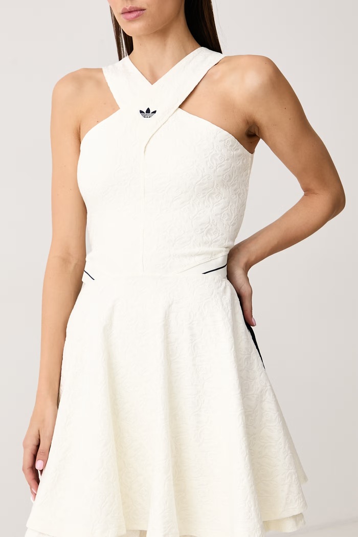 Sukienka sportowa z bawełną adidas Originals KX6882 beżowy