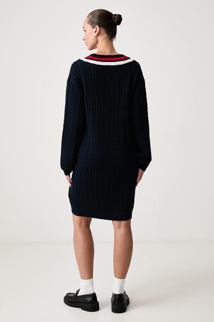 Odjeća Tommy Jeans Haljina od pamuka DW0DW23540 mornarsko plava