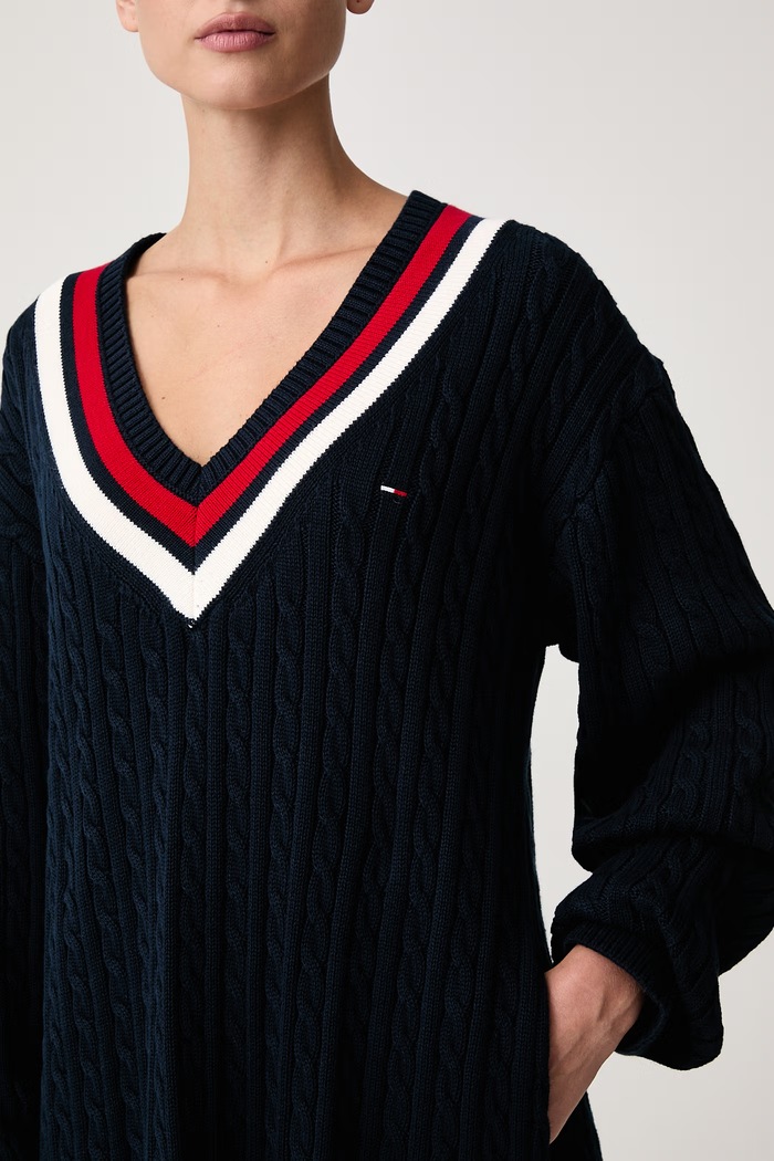 Haljina od pamuka Tommy Jeans DW0DW23540 mornarsko plava