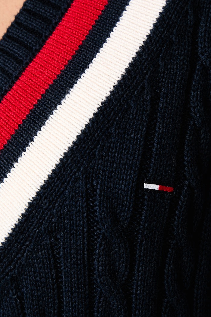 Haljina od pamuka Tommy Jeans mornarsko plava DW0DW23540
