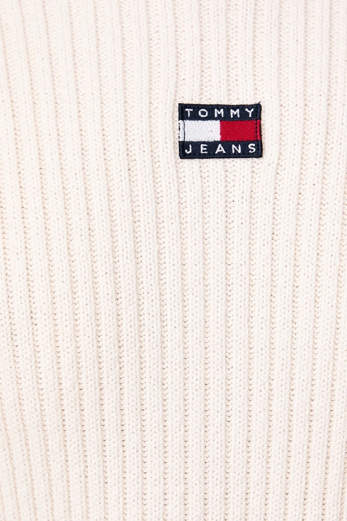 Sukienka sweterkowa bawełniana Tommy Jeans beżowy DW0DW23324