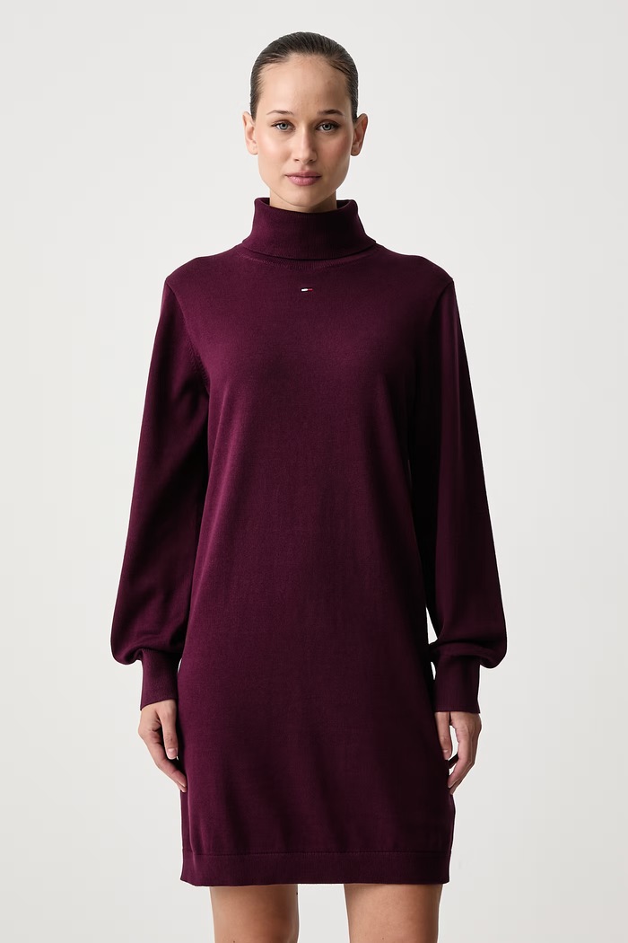 Tommy Jeans Sukienka bawełniana bordowy DW0DW23460