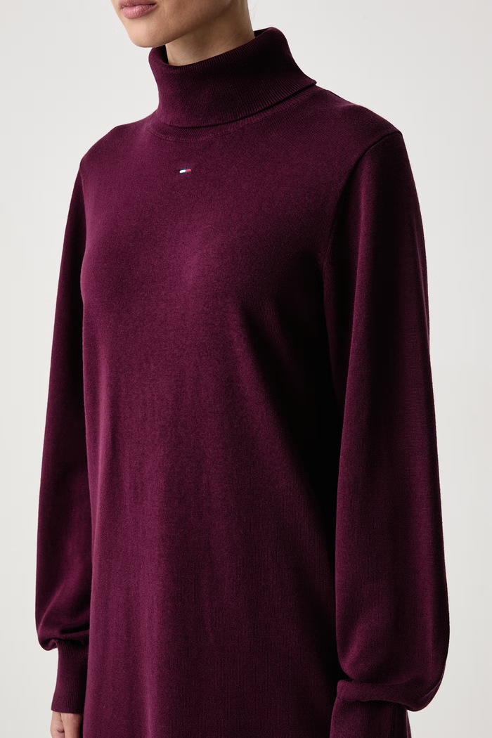 Sukienka bawełniana Tommy Jeans DW0DW23460 bordowy