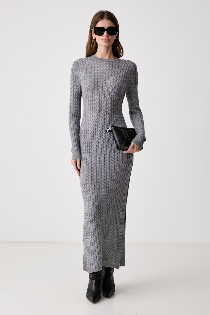 Tommy Hilfiger Svetrové šaty s vlnou WW0WW52320 šedá AW26