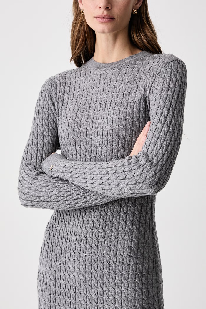 Svetrové šaty s vlnou Tommy Hilfiger WW0WW52320 šedá