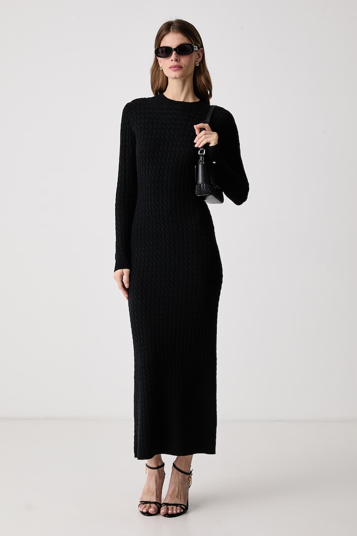 Tommy Hilfiger Svetrové šaty s vlnou WW0WW52320 černá AW26