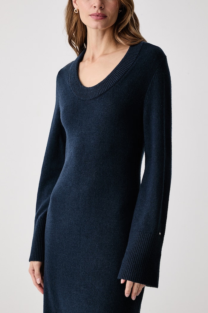 Svetrové šaty s vlnou Tommy Hilfiger WW0WW52306 tmavomodrá