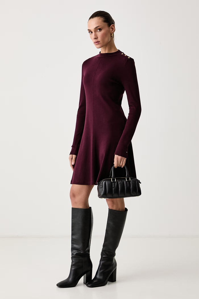 Tommy Hilfiger Obleka bombažna WW0WW51726 bordo AW26