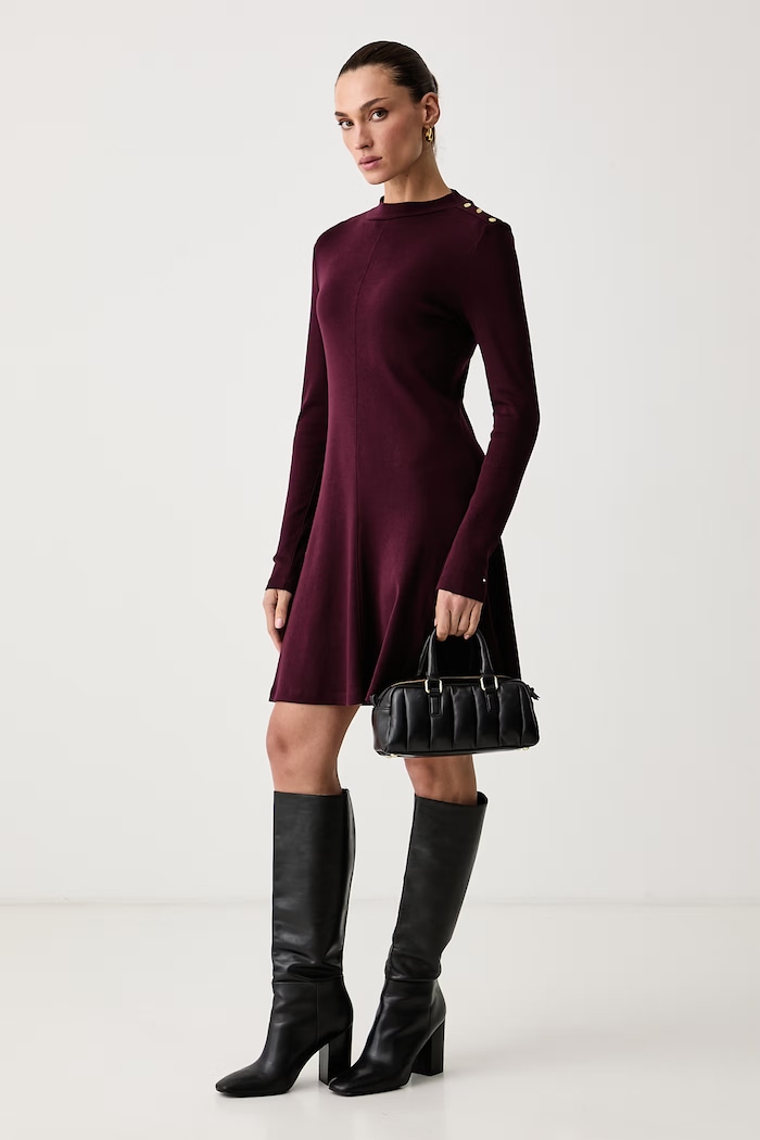 Tommy Hilfiger Obleka bombažna WW0WW51726 bordo AW26