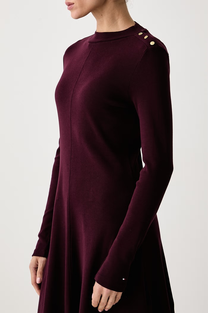 Obleka bombažna Tommy Hilfiger WW0WW51726 bordo