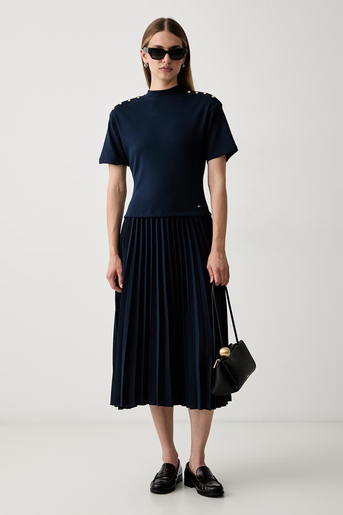 Tommy Hilfiger rozšířené šaty bavlněné WW0WW52224 námořnická modř AW26