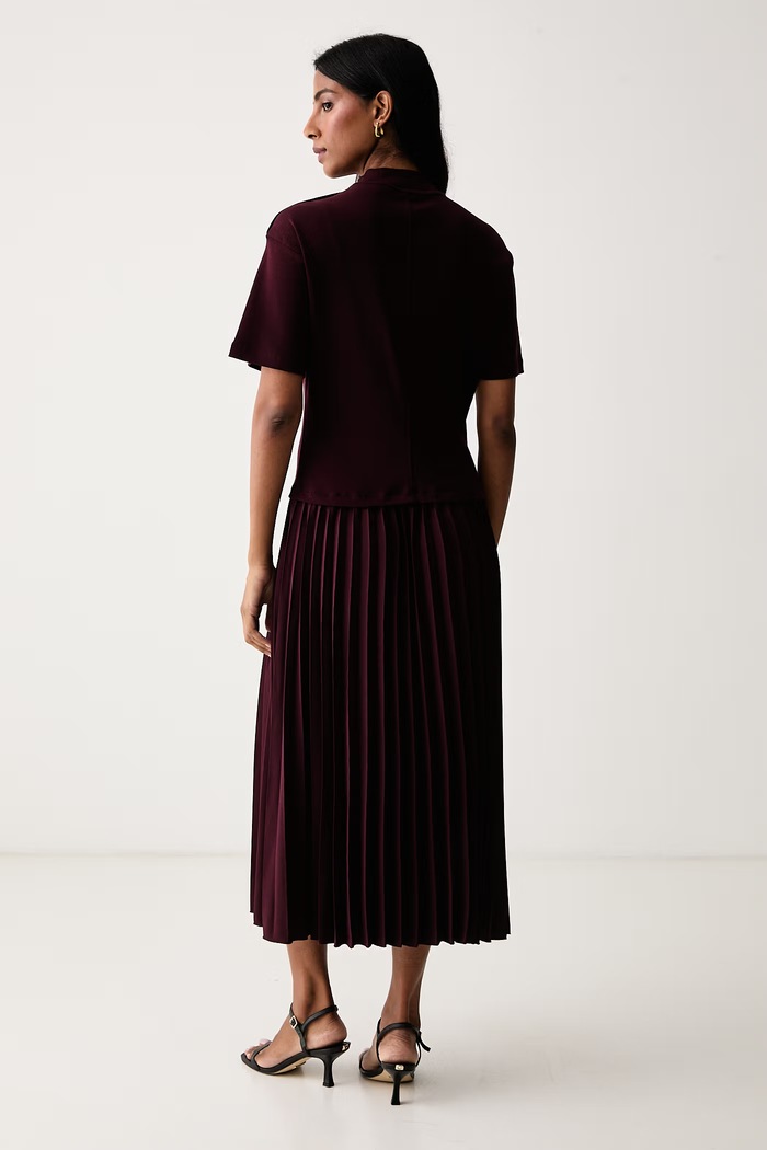 Îmbrăcăminte Tommy Hilfiger Rochie evazată din bumbac WW0WW52224 burgundia