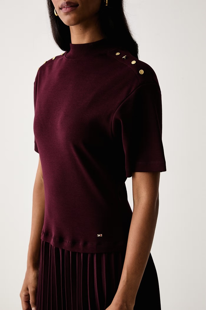 Rochie evazată din bumbac Tommy Hilfiger WW0WW52224 burgundia