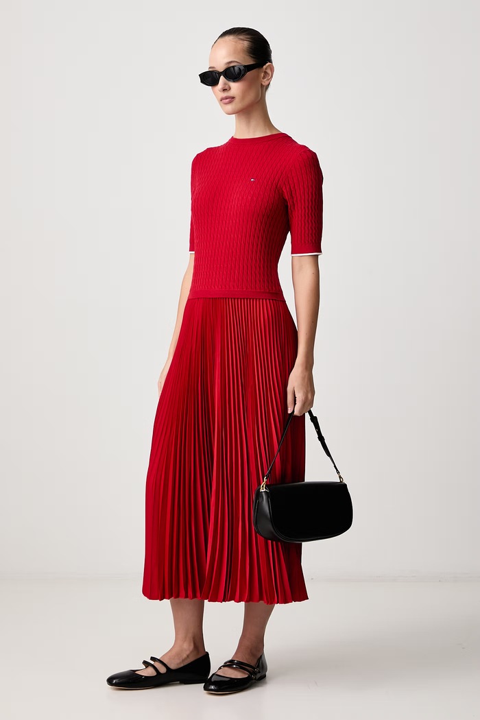 Tommy Hilfiger Obleka A-kroja WW0WW51913 rdeča AW26