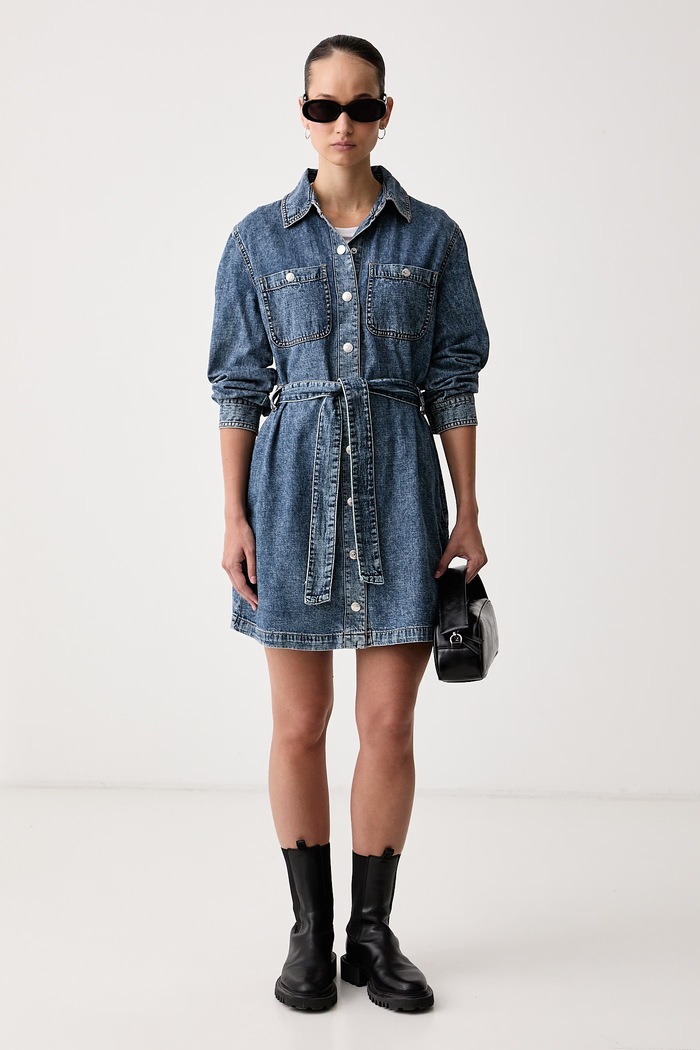 Calvin Klein Jeans Obleka A-kroja bombažna LV047H902G modra AW26