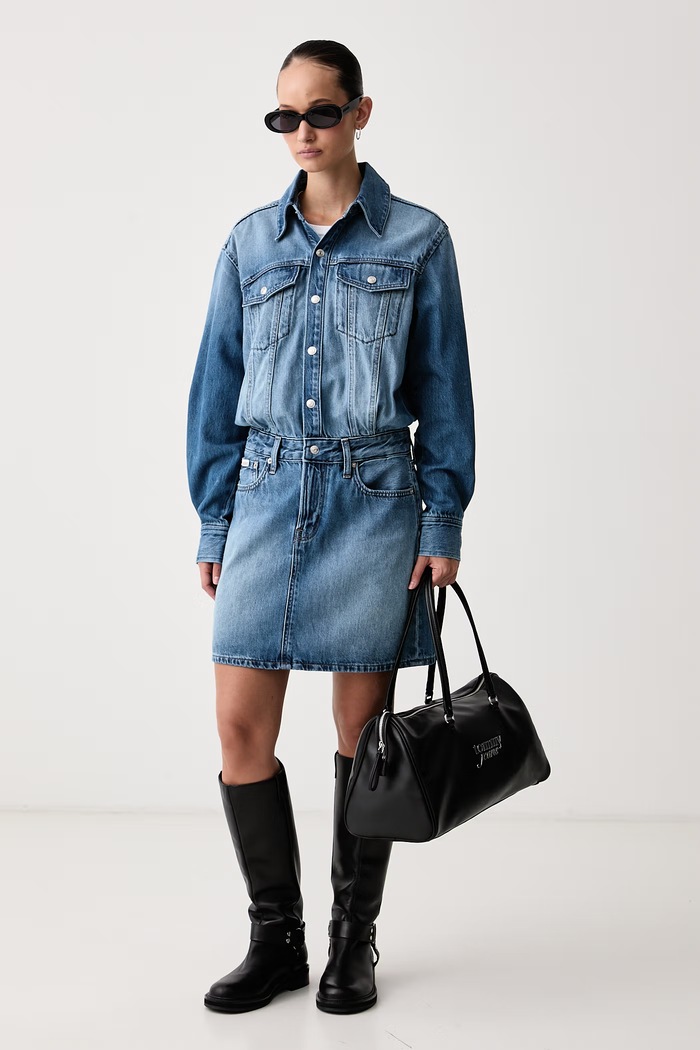 Calvin Klein Jeans Рокля от памук LV047H779G син AW26