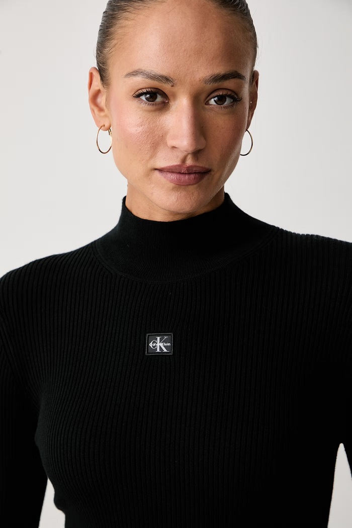 Calvin Klein Jeans pletena haljina s pamukom crna LV047H388G