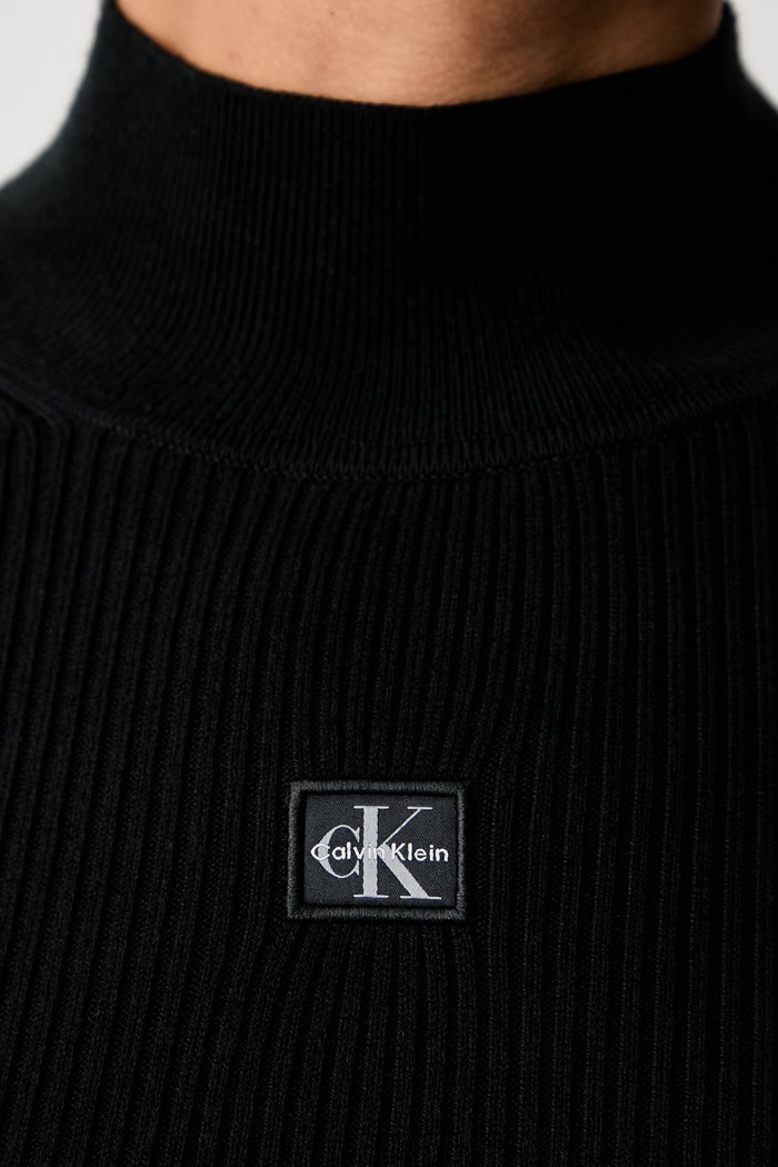 Calvin Klein Jeans pletena haljina s pamukom LV047H388G crna