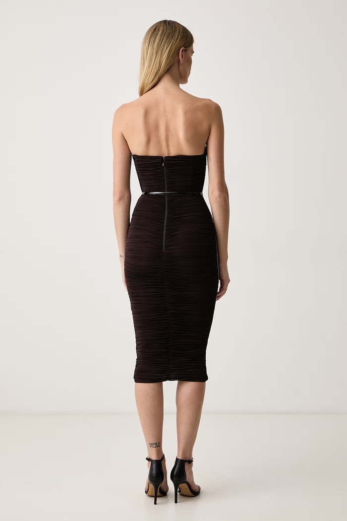 Odzież Elisabetta Franchi Sukienka drapowana z wiskozą AB02967E2 brązowy