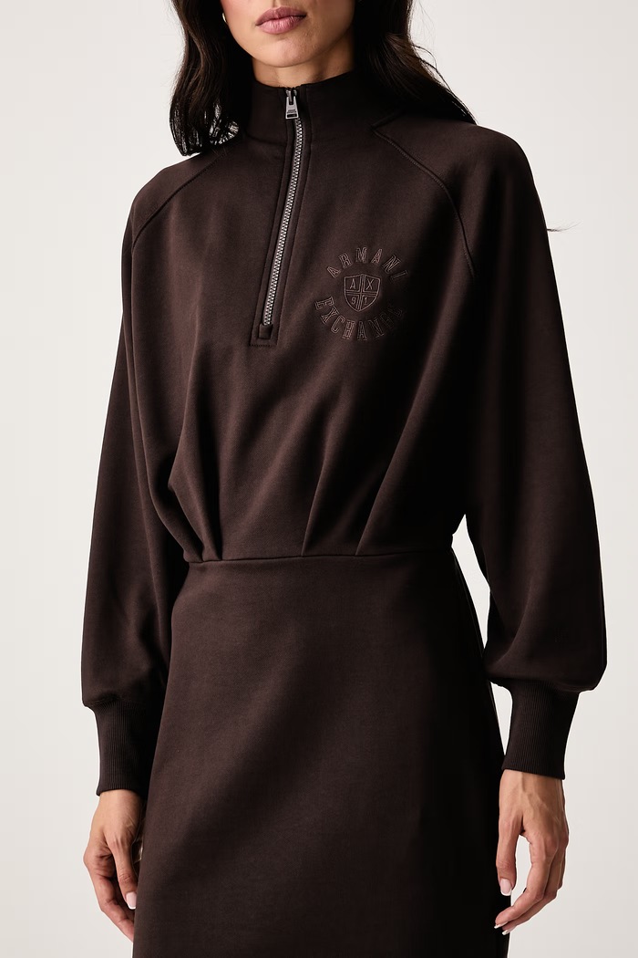 Obleka bombažna Armani Exchange XW002659.AF25527 rjava