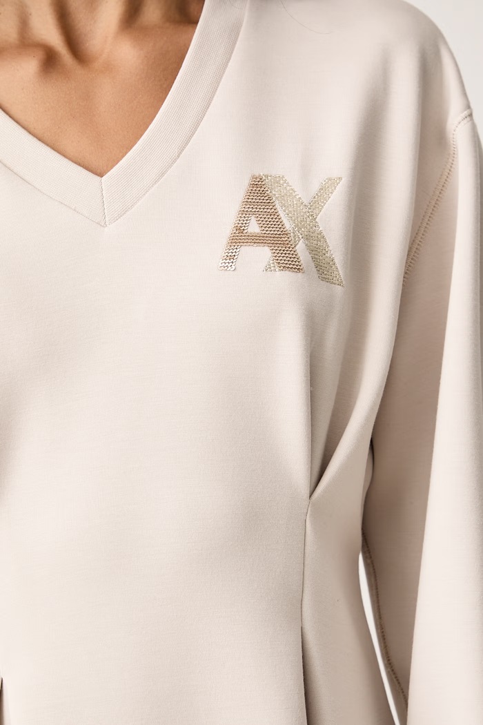 Haljina A-kroja s viskozom Armani Exchange bež XW002398.AF13397