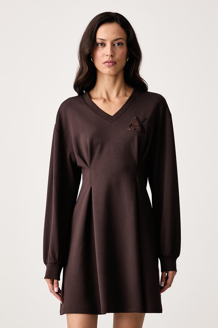 Armani Exchange Haljina A-kroja s viskozom smeđa XW002398.AF13397