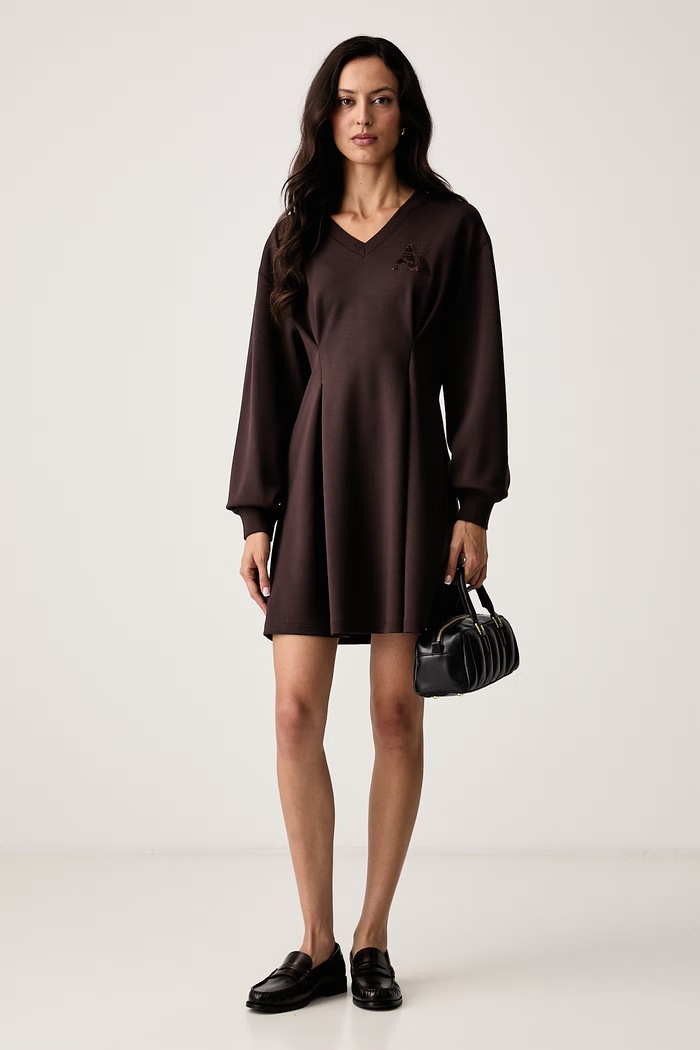 Armani Exchange Haljina A-kroja s viskozom XW002398.AF13397 smeđa AW26