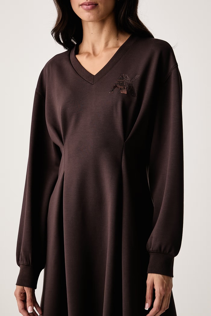 Haljina A-kroja s viskozom Armani Exchange XW002398.AF13397 smeđa