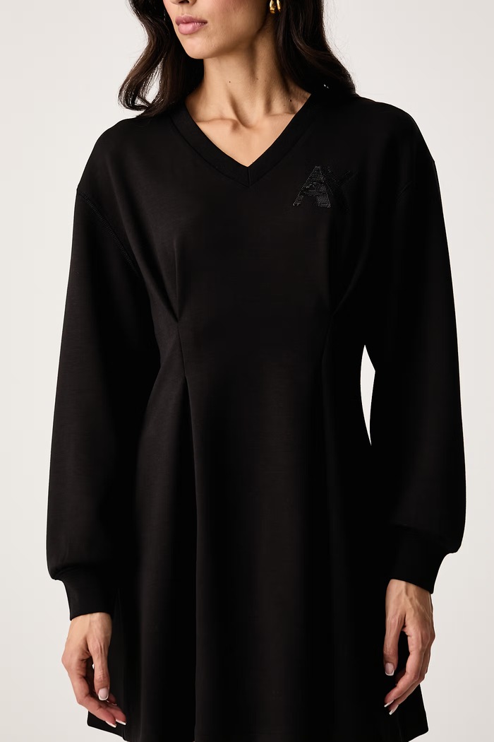Haljina A-kroja s viskozom Armani Exchange XW002398.AF13397 crna
