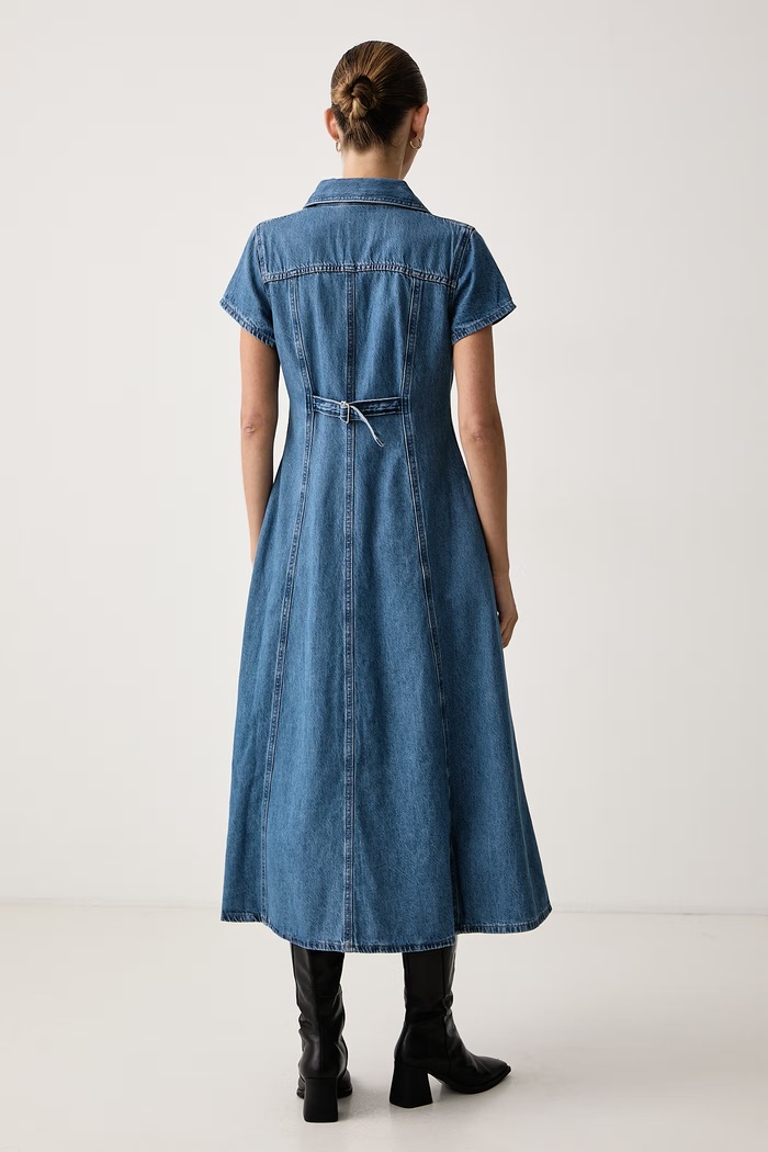 Oblačila Levi's Obleka denim SS FIT AND FLARE WESTERN 0088W modra