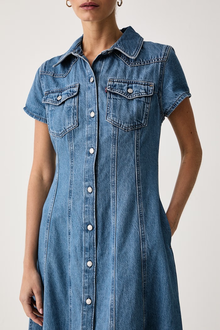 Obleka denim SS FIT AND FLARE WESTERN Levi's 0088W modra