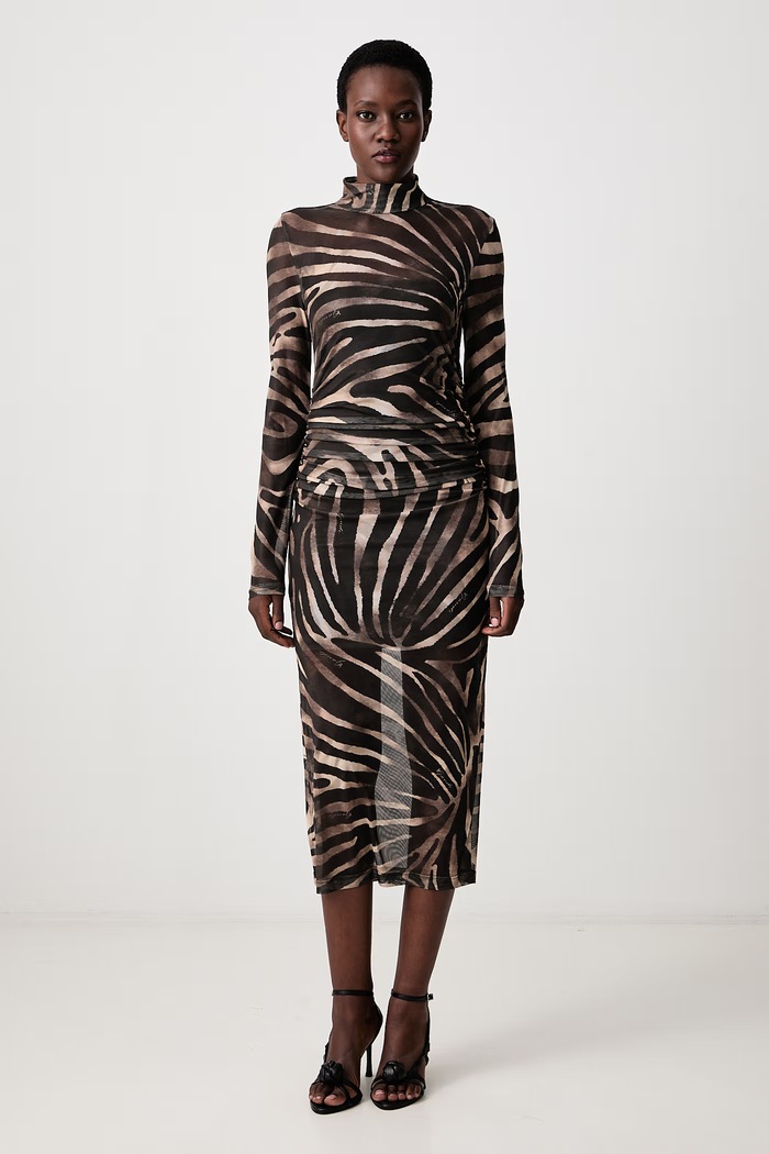 Gaudi Sukienka bodycon z wiskozą brązowy 621FD14001