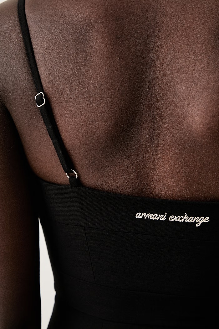 Armani Exchange haljina A-kroja s dodatkom vune XW002465.AF26067 crna