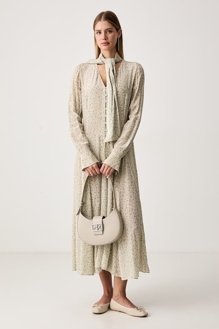 Trussardi Sukienka rozkloszowana z wiskozy 7028A001893N beżowy AW26