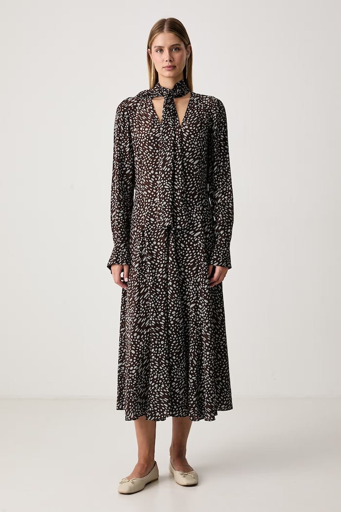 Trussardi Sukienka rozkloszowana z wiskozy brązowy 7028A001893N
