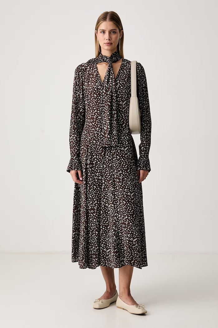 Trussardi Sukienka rozkloszowana z wiskozy 7028A001893N brązowy AW26