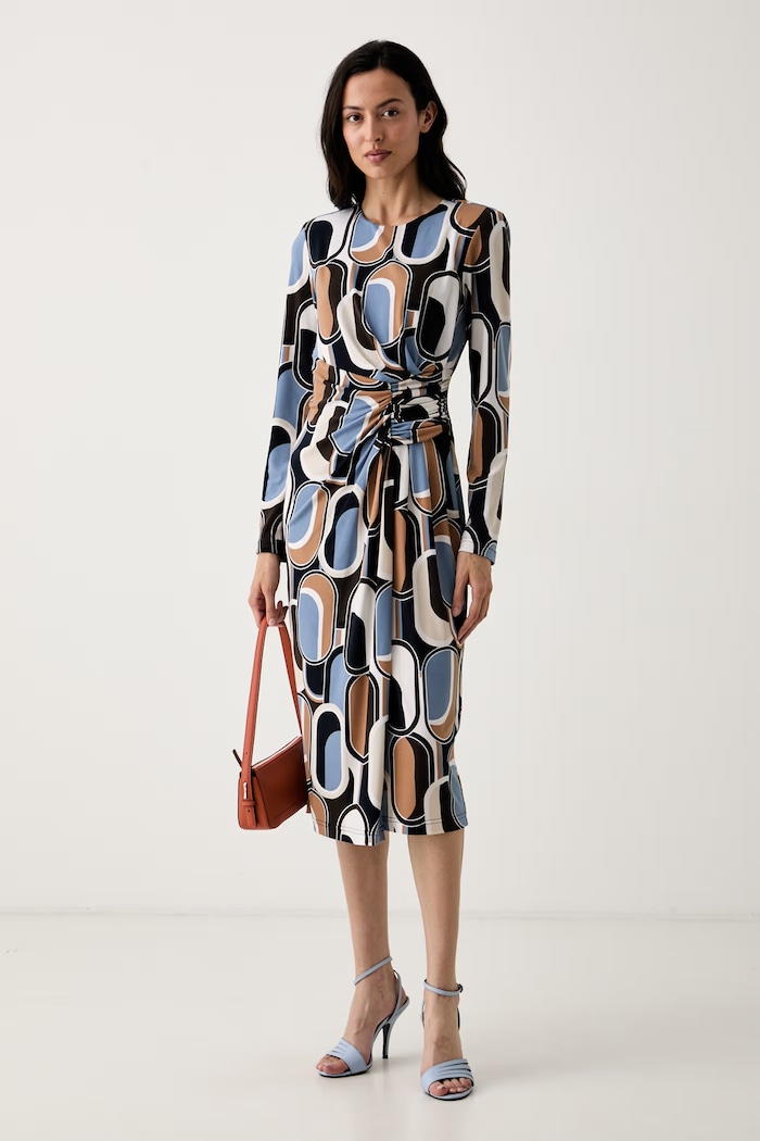 Joseph Ribkoff sukienka drapowana 263218 niebieski AW26