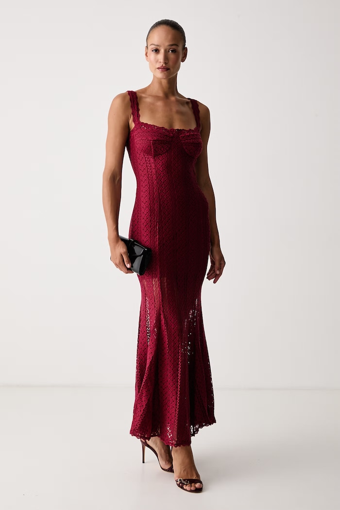 Charo Ruiz Ibiza Sukienka z bawełną Elinor 269613 bordowy AW26