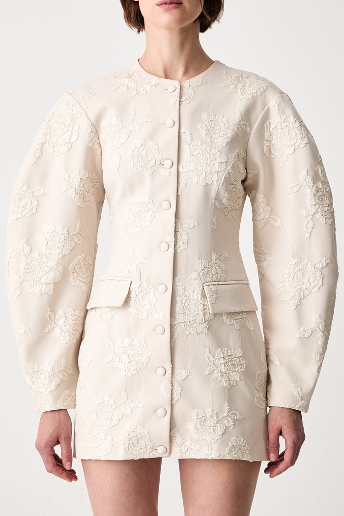 Rotate JACQUARD TAILORED sakové šaty hladké béžová 1162622107