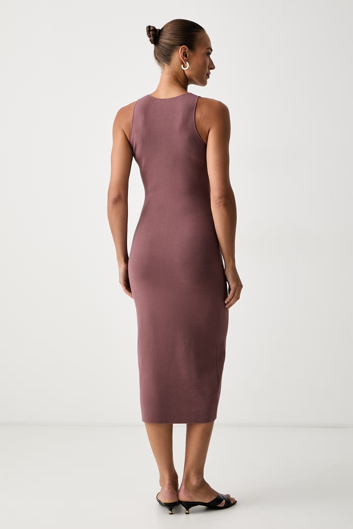 Odzież MM by Max Mara sukienka z wiskozą MMLVETUSTA 2626326017600 brązowy
