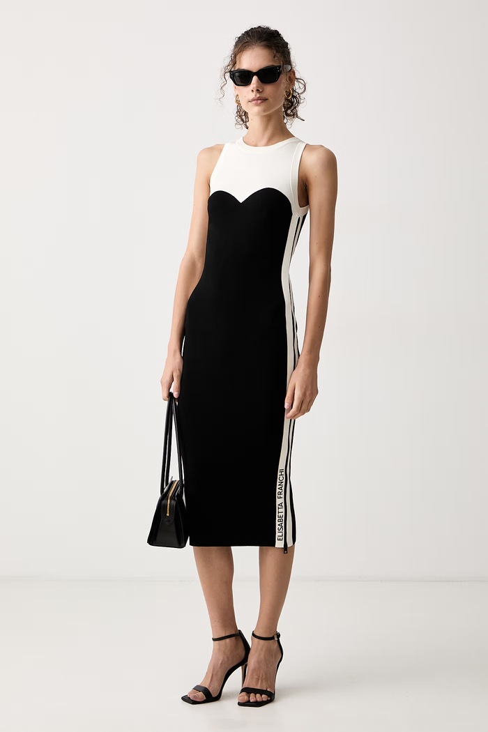 Elisabetta Franchi Sukienka z wiskozą AM44S66E2 czarny AW26